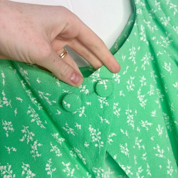 & Other Stories Puff Sleeve Mini Dress Mint Green Spring Floral Women’s Size 12 - Picture 6 of 8